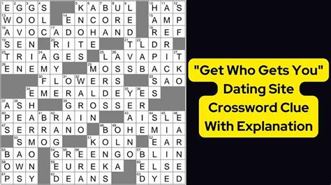 Aug 18, 2022 The crossword clue Dating profile word with 4 letters was last seen on the August 18, 2022. . Get who gets you dating site crossword